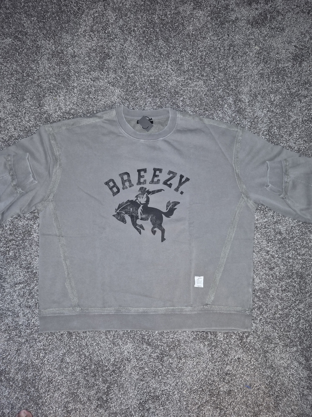 Breezy Graphic Crewneck Sweater - Gray